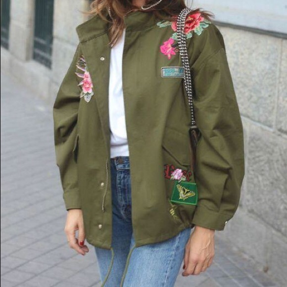 Zara 3D Flower Embroidered Parka - Picture 5 of 6